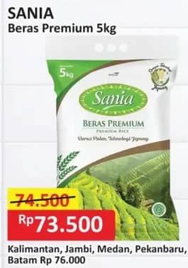 Promo Harga Sania Beras Premium 5000 gr - Alfamart