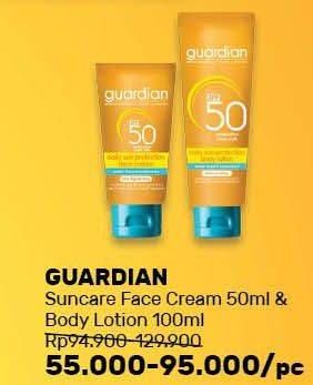 Promo Harga GUARDIAN Suncare Face Cream 50 mL/ Body Lotion 100 mL  - Guardian