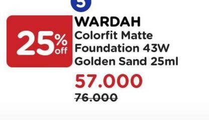 Promo Harga Wardah Colorfit Matte Foundation 43W Golden Sand  - Watsons
