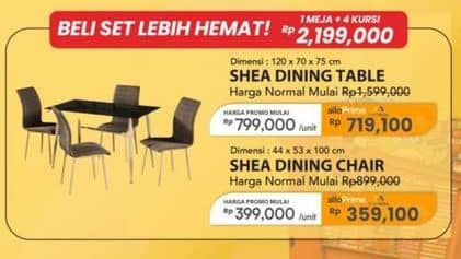 Dining Table  Harga Promo Rp2.199.000, Set lebih hemat! Shea Dining Table + Shea Dining Chair