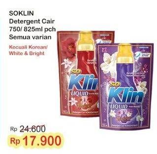 Promo Harga So Klin Liquid Detergent Kecuali Korean Camelia, Kecuali Power Clean Action White Bright 750 ml - Indomaret