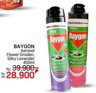 Promo Harga Baygon Insektisida Spray Flower Garden, Silky Lavender 450 ml - LotteMart