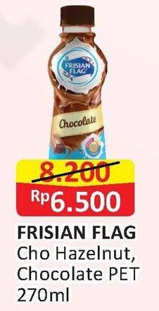 Promo Harga FRISIAN FLAG Susu UHT Botol Chocolate, Chocolate Hazelnut 270 ml - Alfamart