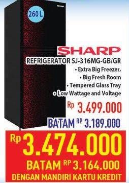 Promo Harga SHARP SJ316MGGB Small 2 Door Refrigerator  - Hypermart