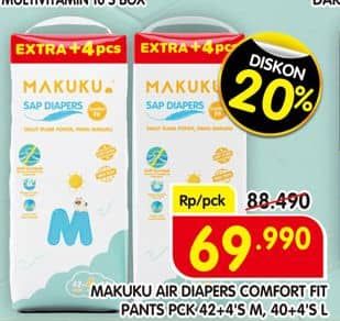 Promo Harga Makuku Comfort Fit Diapers Pants M42+4, L40+4 44 pcs - Superindo