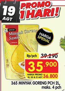 Promo Harga 365 Minyak Goreng 2000 ml - Superindo