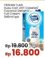 Promo Harga Frisian Flag Susu UHT Purefarm Swiss Chocolate, Coconut Delight, Full Cream 946 ml - Indomaret