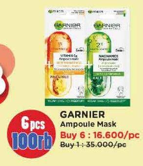 Promo Harga Garnier Ampoule Mask Niacinamide + Kale, Vitamin C + Pineapple 1 sheet - Watsons