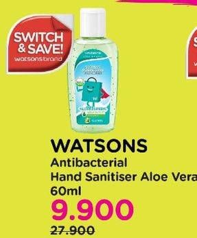 Promo Harga WATSONS Antibacterial Hand Sanitizer Aloe Vera 60 ml - Watsons