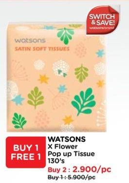 Promo Harga Watsons Satin Soft Tissues Flower Pop Up 130 pcs - Watsons