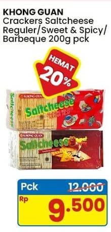 Promo Harga Khong Guan Saltcheese Regular, Sweet Spicy, BBQ 200 gr - Indomaret