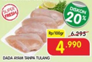 Promo Harga Ayam Dada Boneless per 100 gr - Superindo