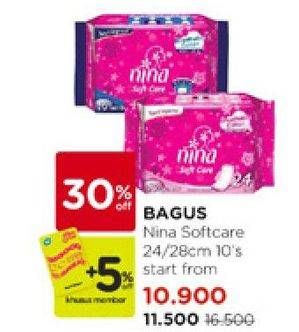 Promo Harga Bagus Nina Soft Care 27cm, 24cm 10 pcs - Watsons