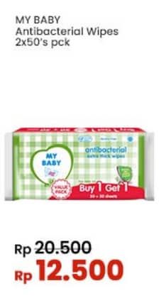 Promo Harga My Baby Wipes Antibacterial 50 pcs - Indomaret