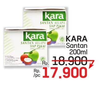 Promo Harga Kara Coconut Cream (Santan Kelapa) 200 ml - LotteMart