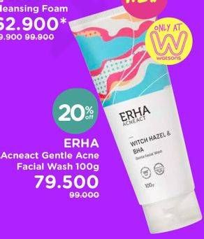 Promo Harga ERHA Acneact Witch Hazel & BHA Gentle Acne Facial Wash 100 ml - Watsons