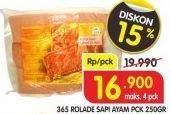 Promo Harga 365 Rolade Sapi, Rolade Ayam 250 g  - Superindo