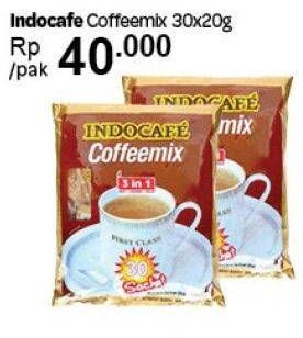 Promo Harga Indocafe Coffeemix per 30 sachet 20 gr - Carrefour