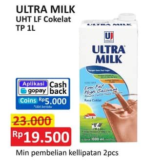 Harga Ultra Milk Susu UHT Low Fat Coklat 1000 ml di Alfamart
