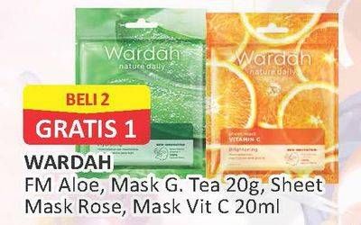 Promo Harga WARDAH Nature Daily Sheet Mask Aloe Vera, Green Tea, Rose, Vit C 20 ml - Alfamart