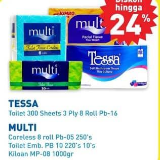 Promo Harga Multi Facial Tissue/Tessa Toilet Tissue/Multi Toilet Tissue  - Hypermart
