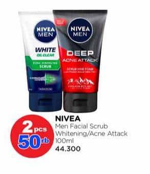 Promo Harga Nivea Men Facial Foam White Oil Clear Anti-Shine + Purify, Deep Acne Attack 100 ml - Watsons