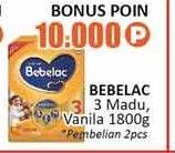 Promo Harga BEBELAC 3 Susu Pertumbuhan Madu, Vanila 1800 gr - Alfamidi