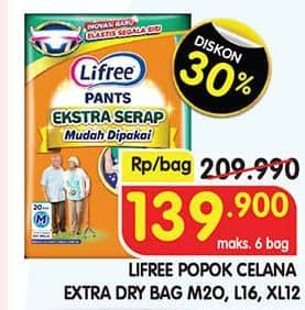 Promo Harga Lifree Popok Celana Ekstra Serap XL12, M20, L16 12 pcs - Superindo
