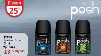 Promo Harga Posh Deo Roll On Men Active Cool, Men Active Pro, Men Active Sport 50 ml - Guardian