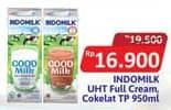 Promo Harga Indomilk Susu UHT Full Cream Plain, Cokelat 950 ml - Alfamidi