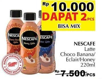 Promo Harga NESCAFE Ready to Drink Choco Banana Latte, Eclair Latte, Honey Latte per 2 botol 220 ml - Giant