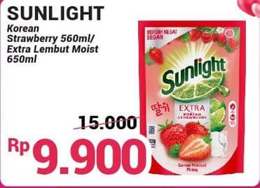 Promo Harga Sunlight Pencuci Piring Korean Strawberry, Extra Lembut 650 ml - Alfamidi