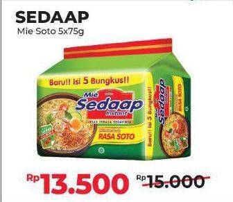 Promo Harga Sedaap Mie Kuah Soto per 5 pcs 75 gr - Alfamart