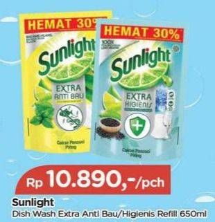 Promo Harga Sunlight Pencuci Piring Anti Bau With Daun Mint, Higienis Plus With Habbatussauda 650 ml - TIP TOP