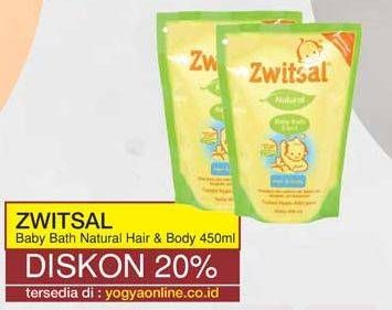 Promo Harga ZWITSAL Natural Baby Bath 2 In 1 Hair Body 450 ml - Yogya