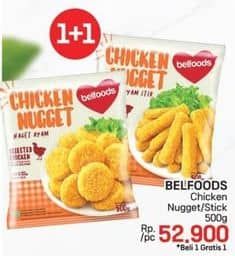 Promo Harga Belfoods Nugget Chicken Nugget, Chicken Nugget Stick 500 gr - LotteMart