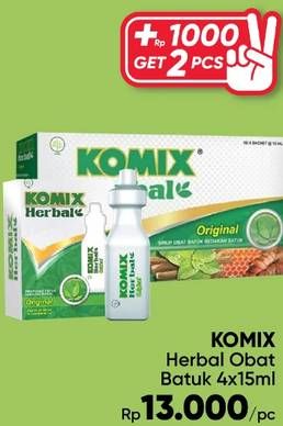 Promo Harga Komix Herbal Obat Batuk Original per 4 sachet 15 ml - Guardian