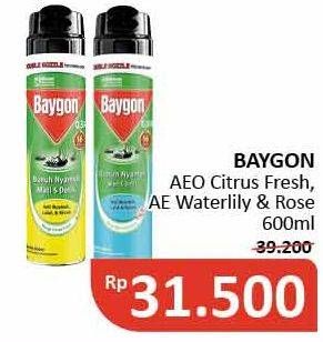 Promo Harga BAYGON Insektisida Spray Citrus Fresh, Water Lily Rose 600 ml - Alfamidi