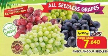 Promo Harga Aneka Anggur Seedless 100 g  - Superindo