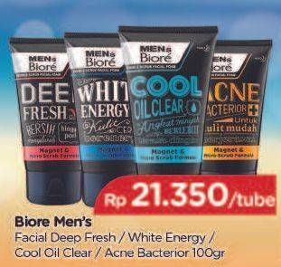 Promo Harga BIORE MENS Facial Foam Deep Fresh, White Energy, Cool Oil, Acne Bacterior 100 gr - TIP TOP