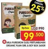 Promo Harga ARLA Puregrow Organic 1+ Boys, Girls 360 gr - Superindo