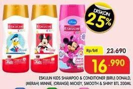 Promo Harga Eskulin Kids Shampoo & Conditioner Mickey, Minnie, Elsa, Donald 200 ml - Superindo