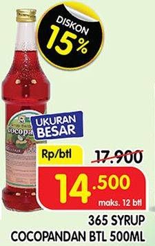 Promo Harga 365 Syrup Cocopandan 600 ml - Superindo