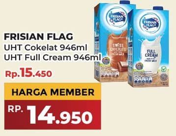 Promo Harga Frisian Flag Susu UHT Purefarm Full Cream, Swiss Chocolate 946 ml - Yogya