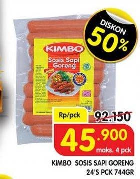 Promo Harga KIMBO Sosis Sapi Goreng per 24 pcs 744 gr - Superindo