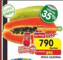 Promo Harga Pepaya California per 100 gr - Superindo