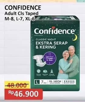 Promo Harga Confidence Adult Classic Night Ekstra Serap & Kering L7, M8, XL6 6 pcs - Alfamart