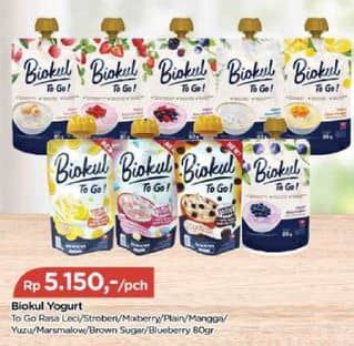 Promo Harga Biokul Yogurt To Go! Blueberry, Leci, Mangga, Mixberry, Plain, Stroberi 80 gr - TIP TOP
