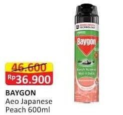 Promo Harga Baygon Insektisida Spray Japanese Peach 600 ml - Alfamart