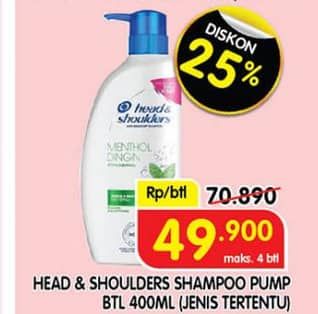 Promo Harga Head & Shoulders Shampoo 400 ml - Superindo